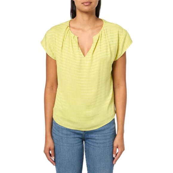 Calvin Klein Womens Short Sleeve Pullover Textured Blouse Pear Yellow Size M NWT - Picture 1 of 7